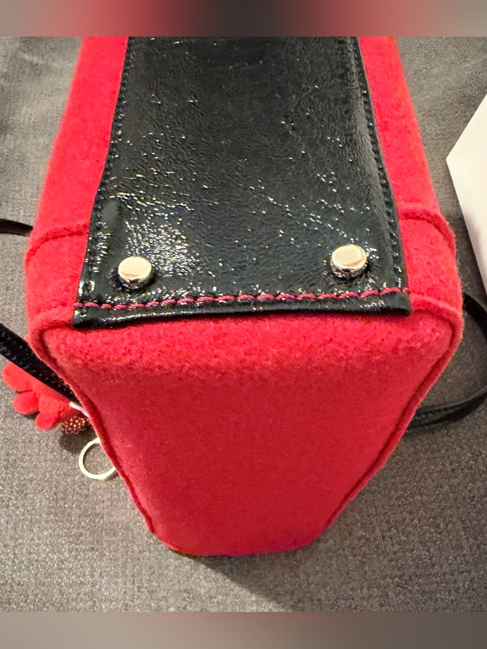 Vintage Kate Spade New York "Beantown Quinn" Red Felt Wool Tote Bag - Picture 8 of 11